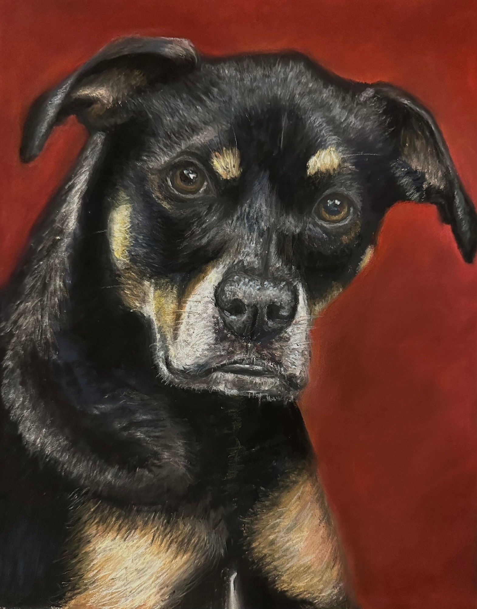 painting of girl holding branches